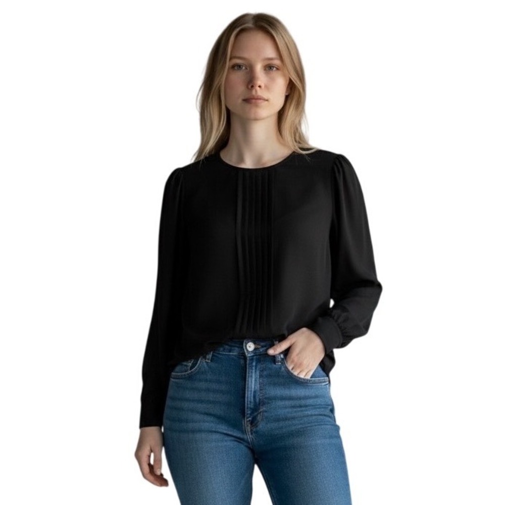 Ann Taylor Womens Pintuck  Blouse Size L
